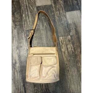 Fossil Vintage Leather Messenger Bag Pebbled Light Brown Shoulder Thick